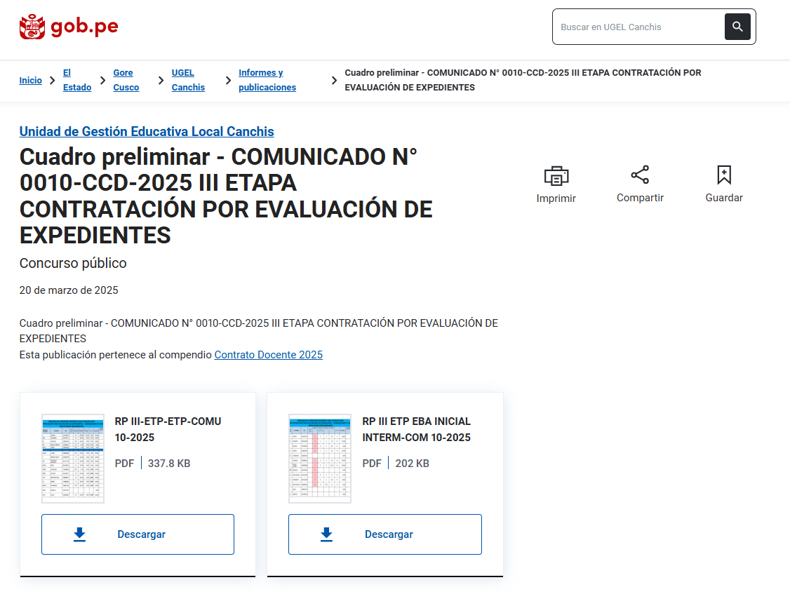 Cuadro preliminar - COMUNICADO N° 0010-CCD-2025 III ETAPA CONTRATACIÓN POR EVALUACIÓN DE EXPEDIENTES